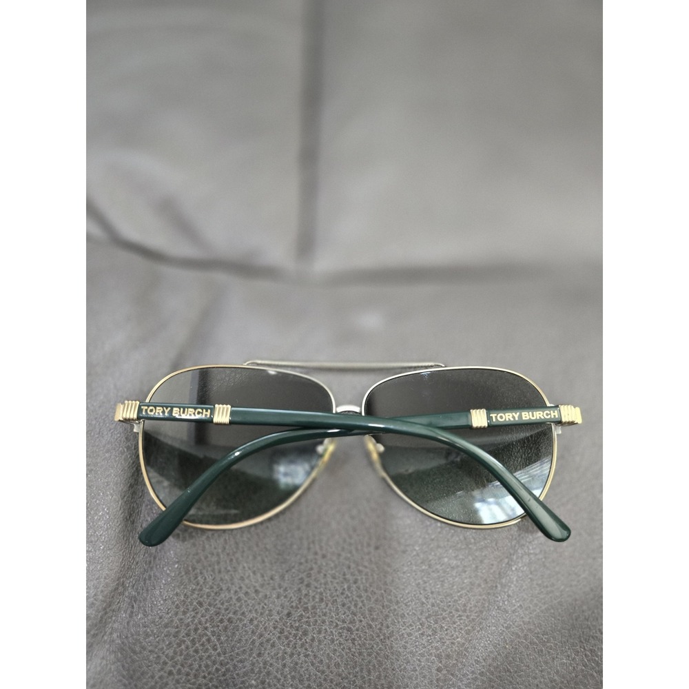 Tory Burch TY6058 Aviator Sunglasses Gold Green Grey Gradient Lens with Case - Picture 2 of 8
